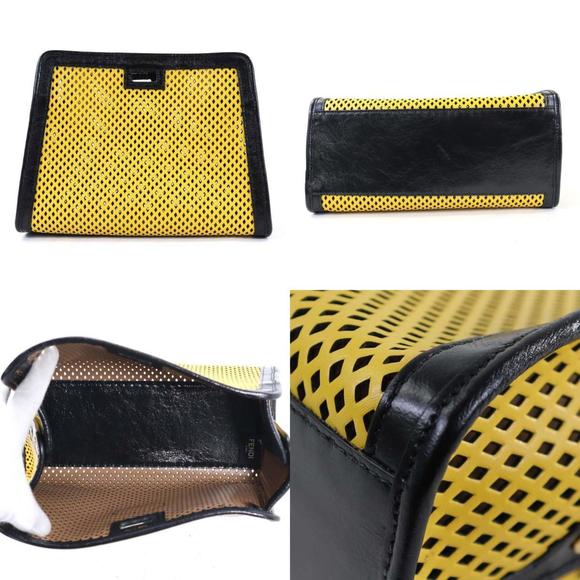 Fendi FENDI Bag Cover Peek-A-Boo Small Leather Yellow x Black Unisex - Picture 3 of 5